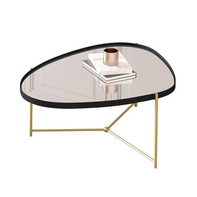 Mesa de Centro Orgânica Alamanda com Espelho Preto/Dourado - Jb Bechara