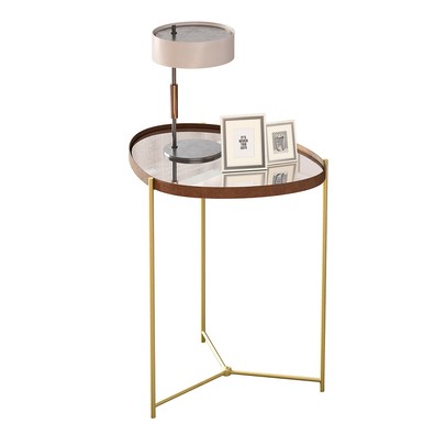 Mesa de Canto Orgânica Alamanda com Espelho Castanho/Dourado - Jb Bechara