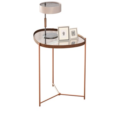 Mesa de Canto Orgânica Alamanda com Espelho Castanho/Bronze - Jb Bechara