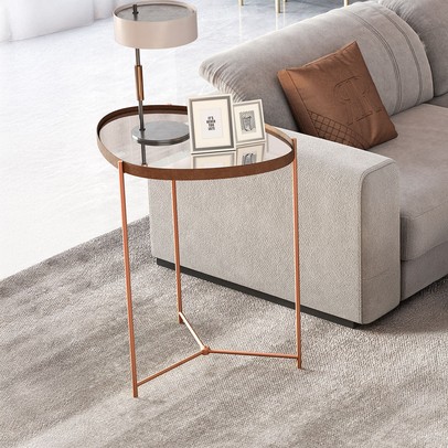 Mesa de Canto Orgânica Alamanda com Espelho Castanho/Bronze - Jb Bechara