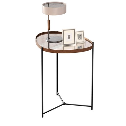 Mesa de Canto Orgânica Alamanda com Espelho Castanho/Preto - Jb Bechara