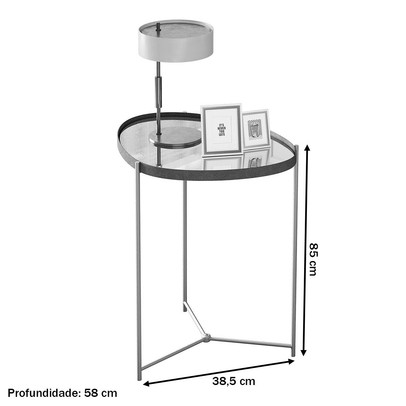 Mesa de Canto Orgânica Alamanda com Espelho Castanho/Preto - Jb Bechara