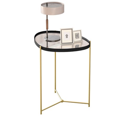 Mesa de Canto Orgânica Alamanda com Espelho Preto/Dourado - Jb Bechara