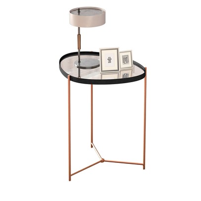 Mesa de Canto Orgânica Alamanda com Espelho Preto/Bronze - Jb Bechara