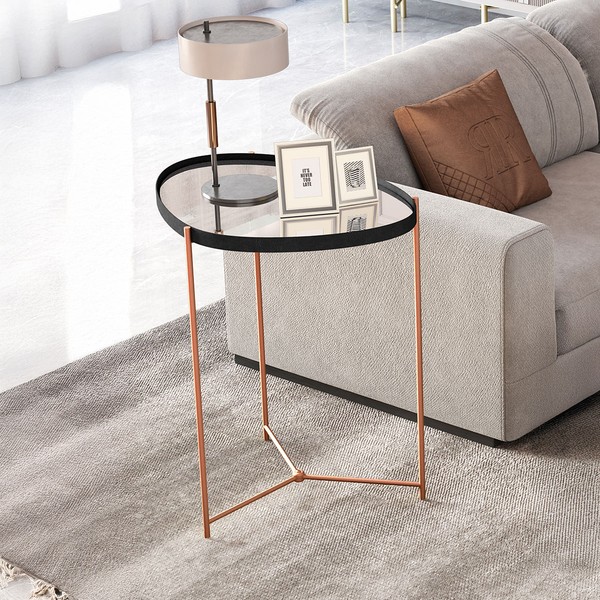 Mesa de Canto Orgânica Alamanda com Espelho Preto/Bronze - Jb Bechara