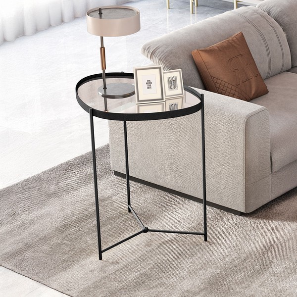 Mesa de Canto Orgânica Alamanda com Espelho Preto - Jb Bechara