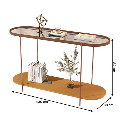 Aparador Alamanda com Espelho Castanho/Nature/Bronze - Jb Bechara