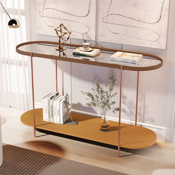 Aparador Alamanda com Espelho Castanho/Nature/Bronze - Jb Bechara