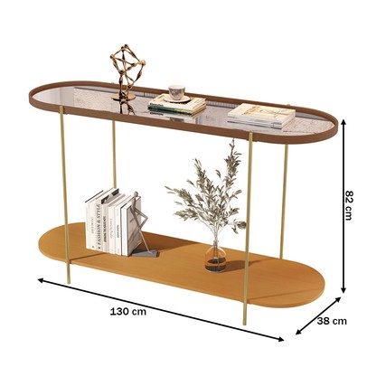 Aparador Alamanda com Espelho Castanho/Nature/Dourado - Jb Bechara