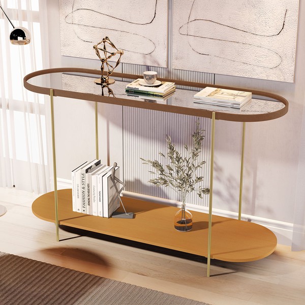 Aparador Alamanda com Espelho Castanho/Nature/Dourado - Jb Bechara