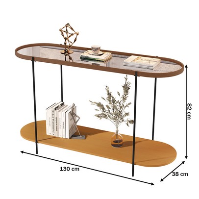 Aparador Alamanda com Espelho Castanho/Nature/Preto - Jb Bechara
