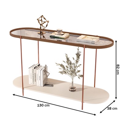 Aparador Alamanda com Espelho Castanho/Off White/Bronze - Jb Bechara