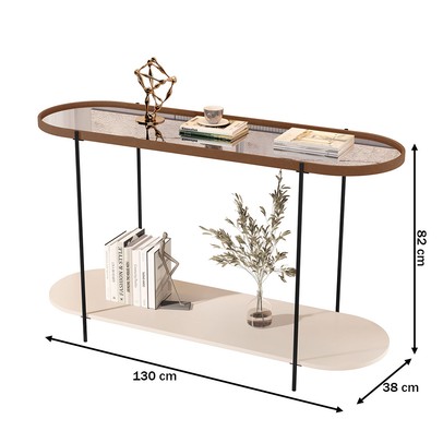 Aparador Alamanda com Espelho Castanho/Off White/Preto - Jb Bechara