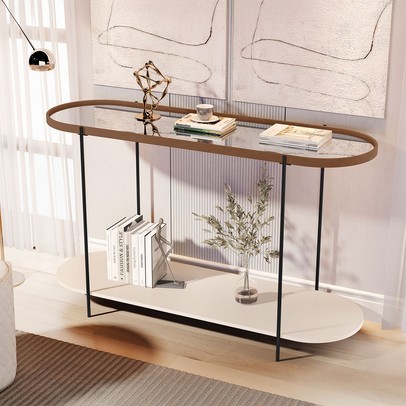 Aparador Alamanda com Espelho Castanho/Off White/Preto - Jb Bechara