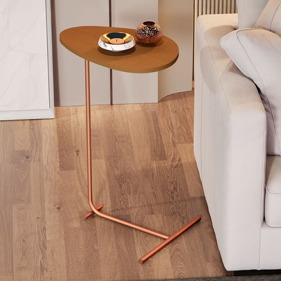 Mesa de Canto Orgânica Alamanda Nature/Bronze - Jb Bechara