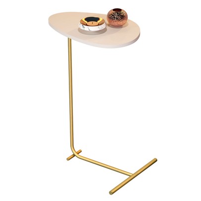 Mesa de Canto Orgânica Alamanda Off White/Dourado - Jb Bechara