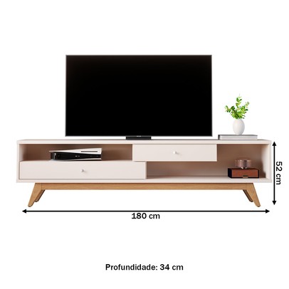 Rack para TV Até 70 Polegadas 2 Gavetas Jb 5232 Off White - Jb Bechara