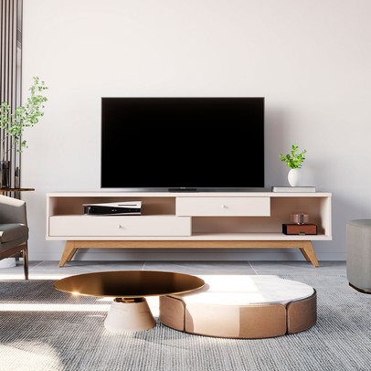 Rack para TV Até 70 Polegadas 2 Gavetas Jb 5232 Off White - Jb Bechara