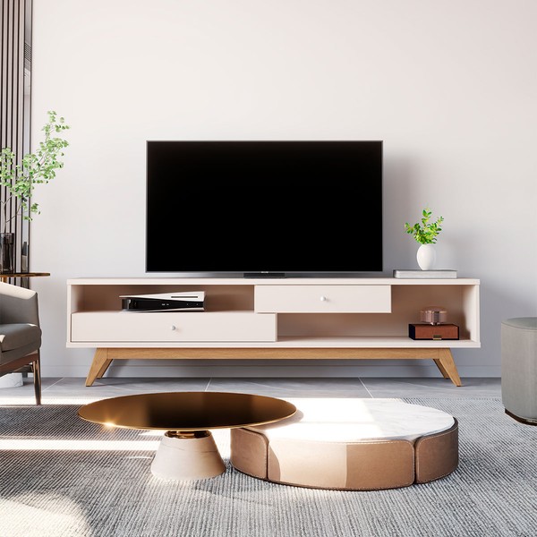 Rack para TV Até 70 Polegadas 2 Gavetas Jb 5232 Off White - Jb Bechara