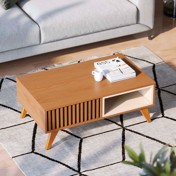 Mesa de Centro Jeri 1 Nicho Freijó/Off White Matte - Colibri