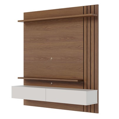Painel para TV Até 65 Polegadas Juriti 2 Portas Ripado Amêndoa/Off White Matte - Colibri