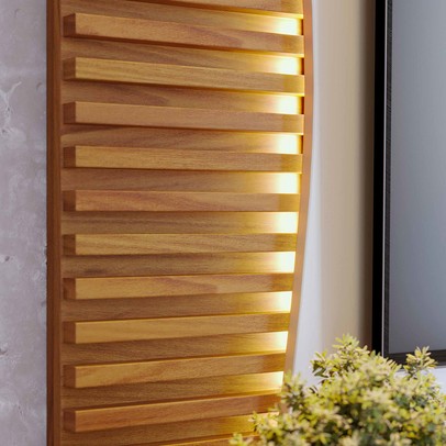 Painel para TV Até 65 Polegadas Egeu 2 Portas Ripado com Led Off White Matte/Freijó - Colibri