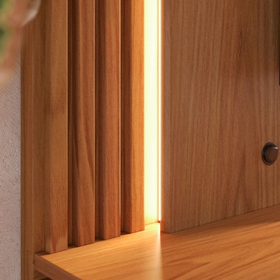 Painel para TV Até 75 Polegadas Loa 2 Portas Ripado com Led Freijó/Off White Matte - Colibri