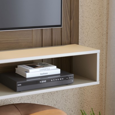 Painel para TV Até 60 Polegadas Jurere 1 Porta Ripado Amêndoa/Off White Matte - Colibri