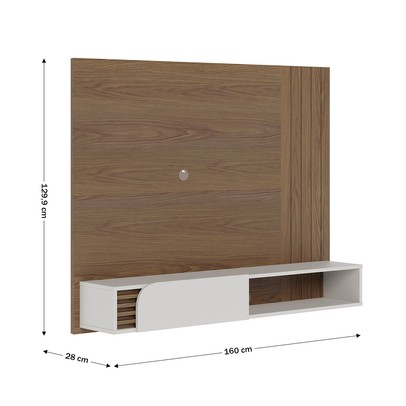 Painel para TV Até 60 Polegadas Jurere 1 Porta Ripado Amêndoa/Off White Matte - Colibri