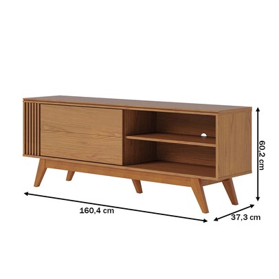 Rack para TV Até 60 Polegadas Otawa 1 Porta Ripado Freijó - Colibri