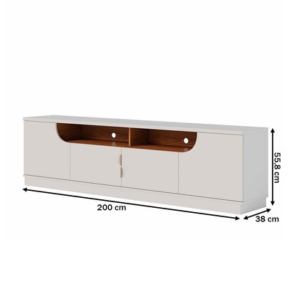 Rack para TV Até 75 Polegadas Santorini 4 Portas Off White Matte/Freijó - Colibri