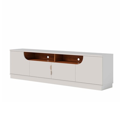 Rack para TV Até 75 Polegadas Santorini 4 Portas Off White Matte/Freijó - Colibri