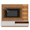 Estante para TV Até 82 Polegadas Cancun 4 Gavetas com Led Ripado Freijó/Off White Matte - Colibri