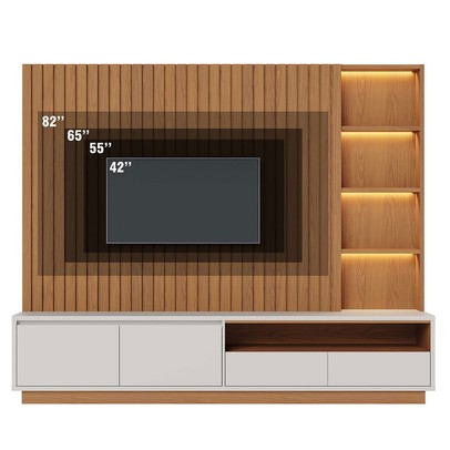 Estante para TV Até 82 Polegadas Cancun 4 Gavetas com Led Ripado Freijó/Off White Matte - Colibri