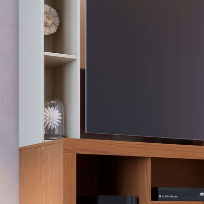 Estante para TV Até 50 Polegadas Elba 2 Portas Freijó/Off White Matte - Colibri