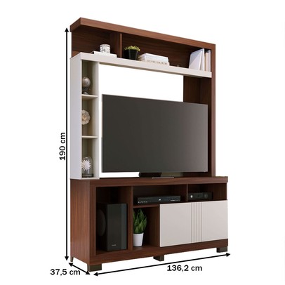 Estante para TV Até 50 Polegadas Elba 2 Portas Nogueira Real/Off White Matte - Colibri