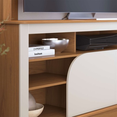 Estante para TV Até 65 Polegadas Belaya 2 Portas Freijó/Off White Matte - Colibri