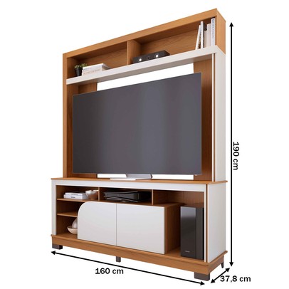 Estante para TV Até 65 Polegadas Belaya 2 Portas Freijó/Off White Matte - Colibri
