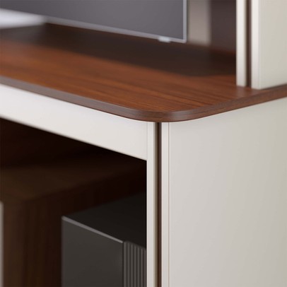 Estante para TV Até 65 Polegadas Belaya 2 Portas Nogueira Real/Off White Matte - Colibri