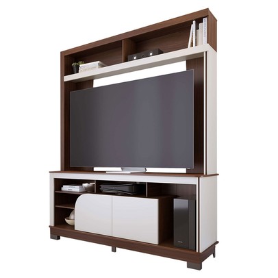 Estante para TV Até 65 Polegadas Belaya 2 Portas Nogueira Real/Off White Matte - Colibri