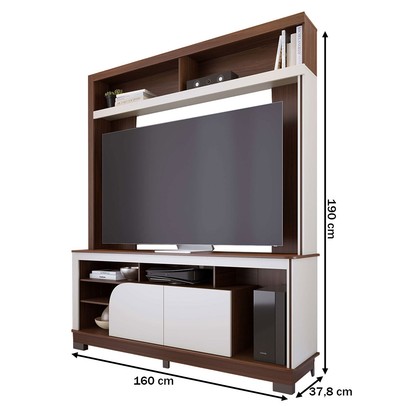 Estante para TV Até 65 Polegadas Belaya 2 Portas Nogueira Real/Off White Matte - Colibri