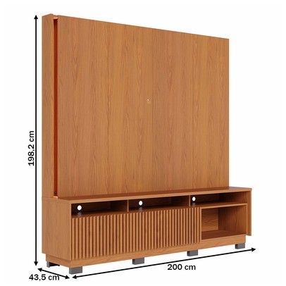 Estante para TV Até 75 Polegadas Jordao 2 Portas Ripado com Led Freijó - Colibri