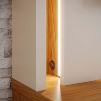 Estante para TV Até 75 Polegadas Jordao 2 Portas Ripado com Led Off White Matte/Freijó - Colibri