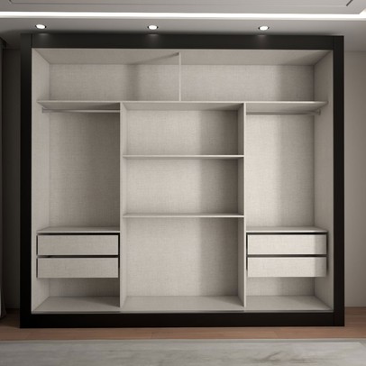 Guarda-Roupa Casal Del Plata 3 Portas 4 Gavetas com Espelho Preto - Panorama Móveis