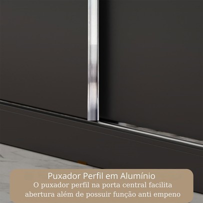 Guarda-Roupa Casal Del Plata 3 Portas 4 Gavetas com Espelho Preto - Panorama Móveis