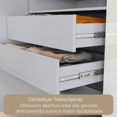 Guarda-Roupa Casal Del Plata 3 Portas 4 Gavetas com Espelho Preto - Panorama Móveis