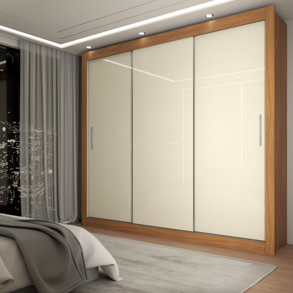 Guarda-Roupa Casal Del Plata 3 Portas 4 Gavetas Cinamomo/Off White - Panorama Móveis