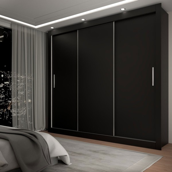 Guarda-Roupa Casal Del Plata 3 Portas 4 Gavetas Preto - Panorama Móveis