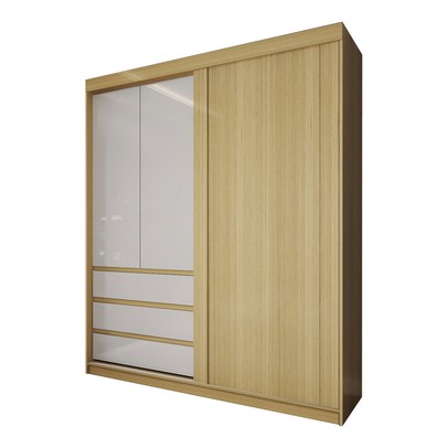 Guarda-Roupa Solteiro Rosário 100% Mdf 3 Portas 3 Gavetas Castanho/Off White - Panorama Móveis