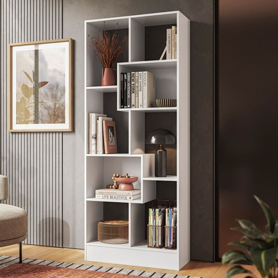 Estante para Livros 8 Prateleiras Branco - Qmovi